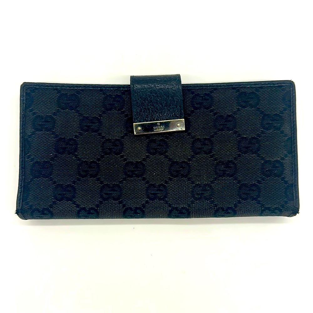 Gucci Black GG Canvas Continental Wallet Long Wallet